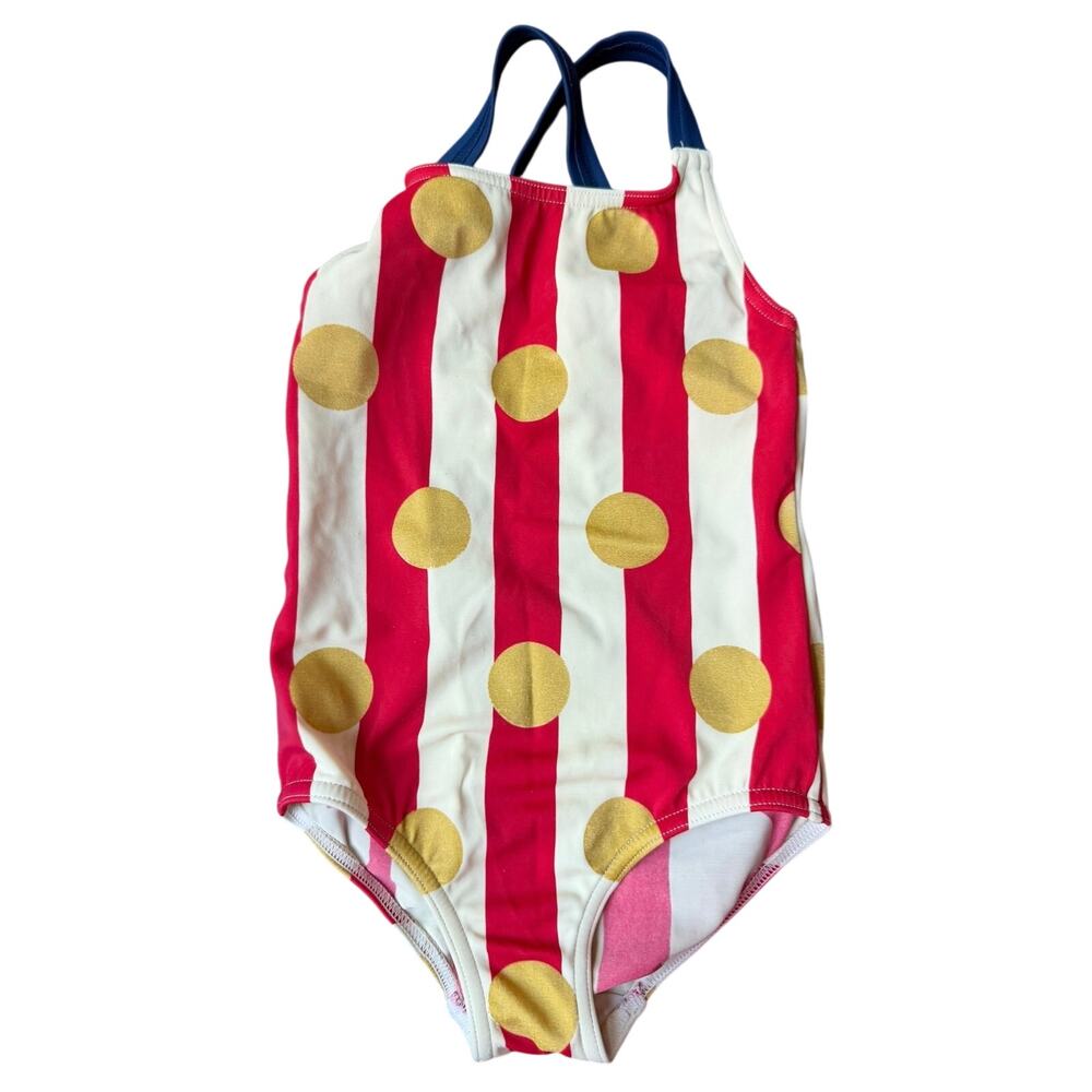 Mini Boden metallic polka dot swimsuit 3-4y